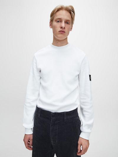 Calvin Klein Ruhák HU441991 | Calvin Klein Organic Cotton Férfi Hosszú Ujjú Póló Világos Fehér